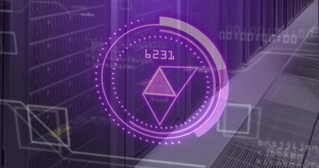 Image of scope scanning with data processing over server room
