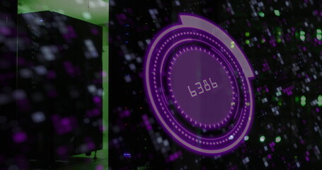 Image of scope scanning with data processing and moving columns over server room