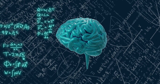 Image of human brain and mathematical data processing
