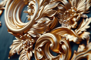 Detailed close up of a beautiful gold ornate design. Perfect for luxury and elegant themes