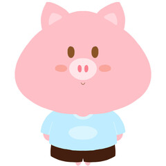 Three little pigs doodle for kid, hand drawn 