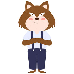 The Wolf of Little Red Riding Hood, The Wolf of the Three Little Pigs doodle for kid, hand drawn 