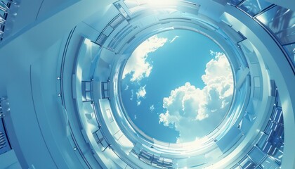 Obraz premium a blue and white image of a high tech background, in the style of light blue and light azure, technological marvels