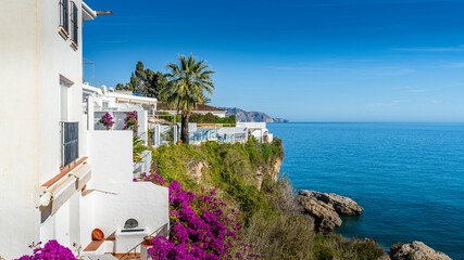 View of the city of Nerja, in the province of Malaga, Andalucia, Spain.