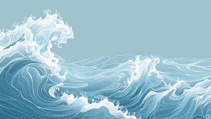 Fototapeta na wymiar a wave vector background with a blue background, in the style of vibrant energy, soft tonal range