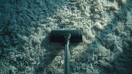 Effortless clean: Top-down view of a freshly vacuumed carpet, showcasing the efficiency of modern home cleaning. - obrazy, fototapety, plakaty
