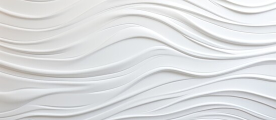 A white wall featuring wavy lines painted in a modern art style. The lines create a dynamic and contemporary design on the smooth surface.