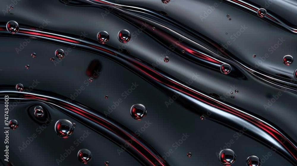 Poster close up of black and red liquid. great for science or abstract backgrounds