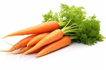 Fresh bunch of carrots with green leaves, perfect for food and agriculture concepts