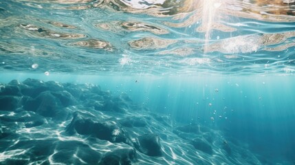 Sun shining through the water's surface, perfect for nature or underwater themes