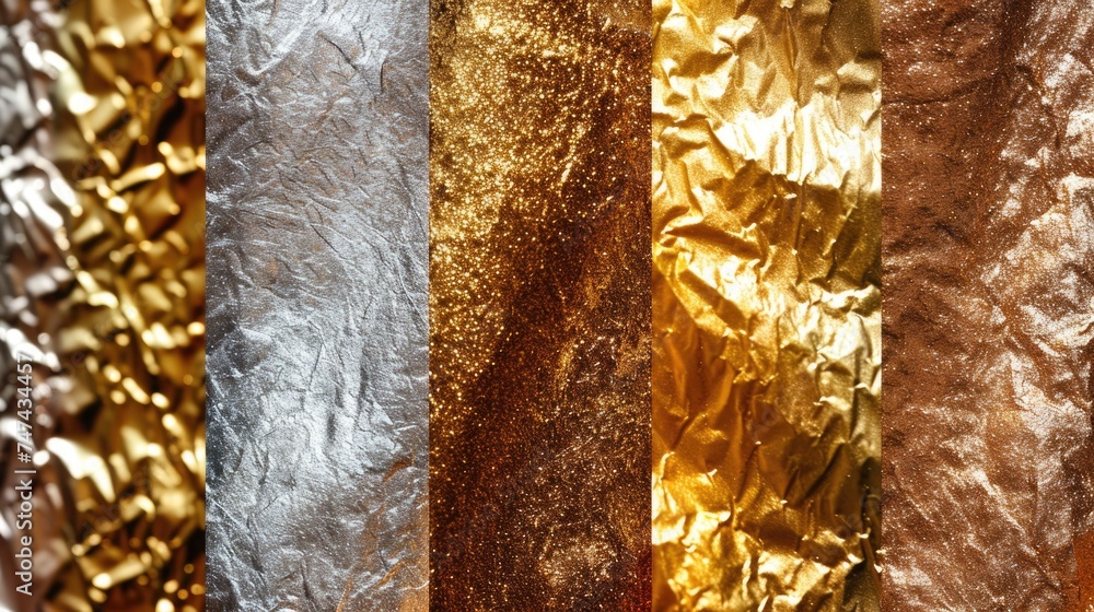 Poster A close-up view of metallic foil. Ideal for backgrounds or texture use