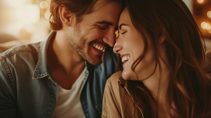 A couple shares joyful intimacy