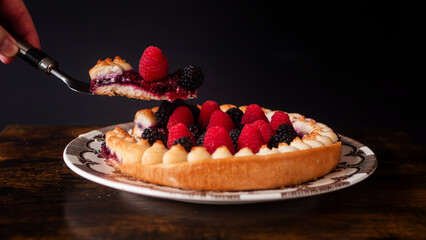 Fruit Tart Dessert on Elegant Plate