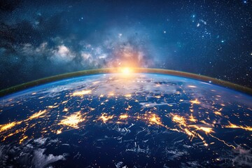 Obraz premium A stunning view of the Earth illuminated at night. Perfect for educational and environmental projects