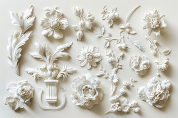 A bunch of white flowers on a white surface, suitable for various design projects