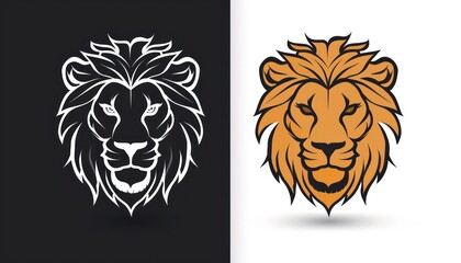 Obraz premium lions mane or tattoo, in the style of flowing silhouettes, exaggerated facial features, depictions of animals, stenciled iconography