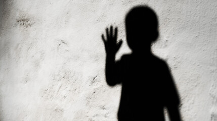 Illustration concept depicting the shadow of a child with a raised hand, symbolizing child abuse