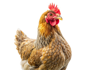 Brown chicken isolated on a transparent background.