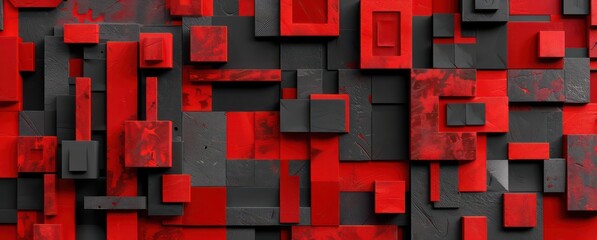 red abstract red pattern geometric pattern, in the style of gray and black, futurism influence