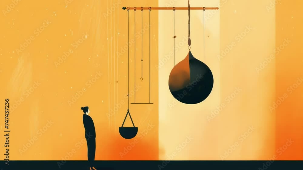 Poster an image of a person holding a pendulum with the pendulum swinging from left to right ilrating the e