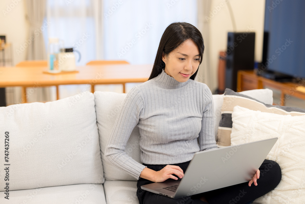 Canvas Prints Woman work on laptop computer at home