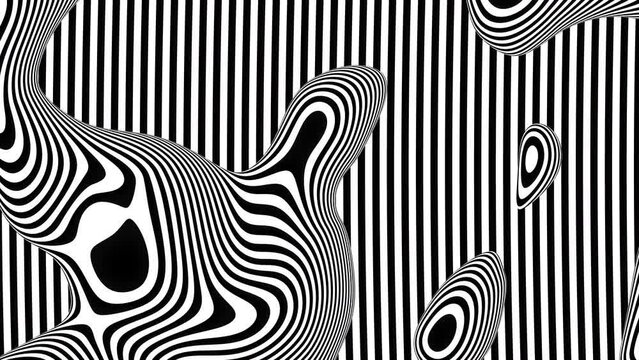 Optical illusion black and white with zig zag lines, in the style of creased crinkled wrinkled. Black and white monochrome