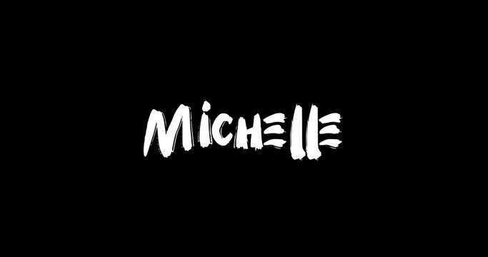 Michelle Baby Girl Name in Digital Grunge Transition Effect of Bold Text Typography Animation on Black Background