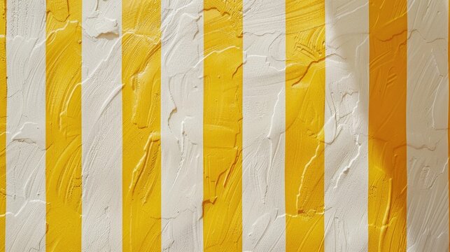 Detailed view of a vibrant yellow and white striped wall, perfect for backgrounds or textures