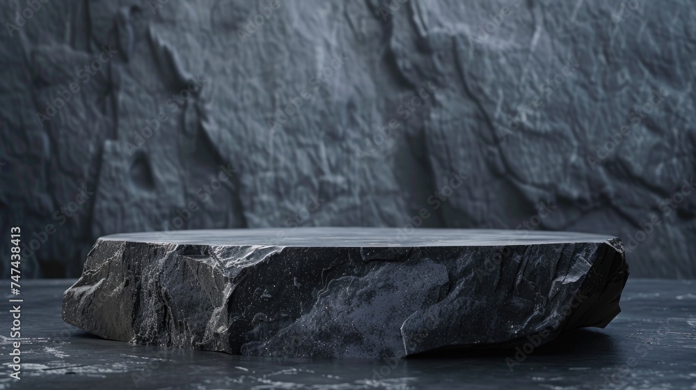 Poster A large rock sitting on top of a table. Perfect for adding a natural touch to any design
