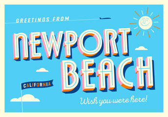 Greetings from Newport Beach, California, USA - Wish you were here! - Touristic Postcard.