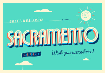 Greetings from Sacramento, California, USA - Wish you were here! - Touristic Postcard.
