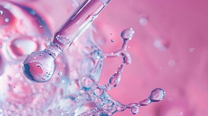 Abstract Water Droplet Interaction on a Unique Pink Background