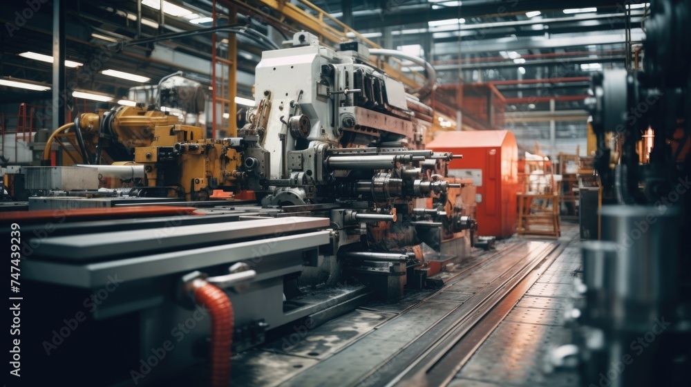 Aufkleber a large machine surrounded by machinery in a factory setting. ideal for industrial concepts
