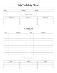 Daily Productivity Printable Planner || Productivity Notebook || Productivity Logbook Print Template.