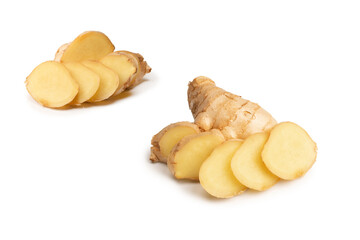 Ginger root isolated on white background.