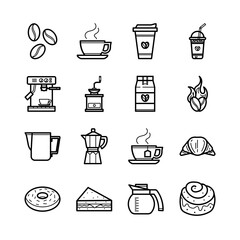 Coffee shop icons set