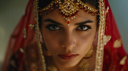Obraz premium indian bride in a red dress 
