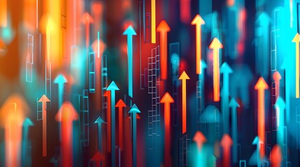 Futuristic Style Stock Market Graphs and Arrows