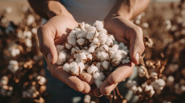 Person holding a bunch of cotton, suitable for agriculture or textile industry concepts