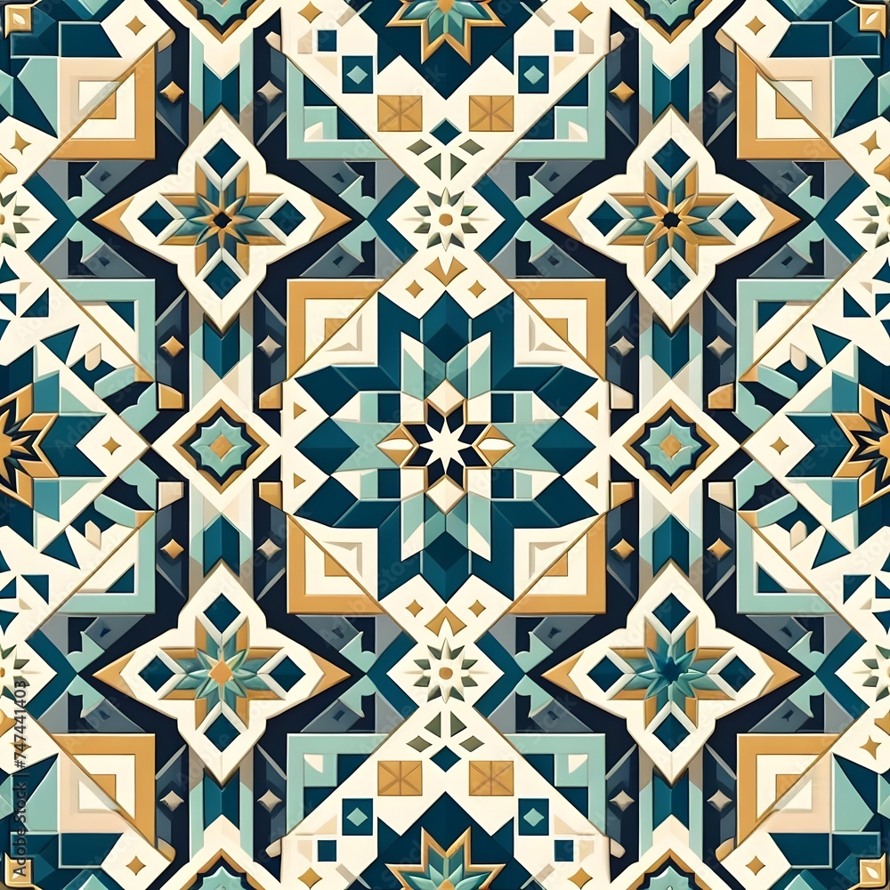Aufkleber flat design creative arabesque patterns used in our daily life and the same style generative ai