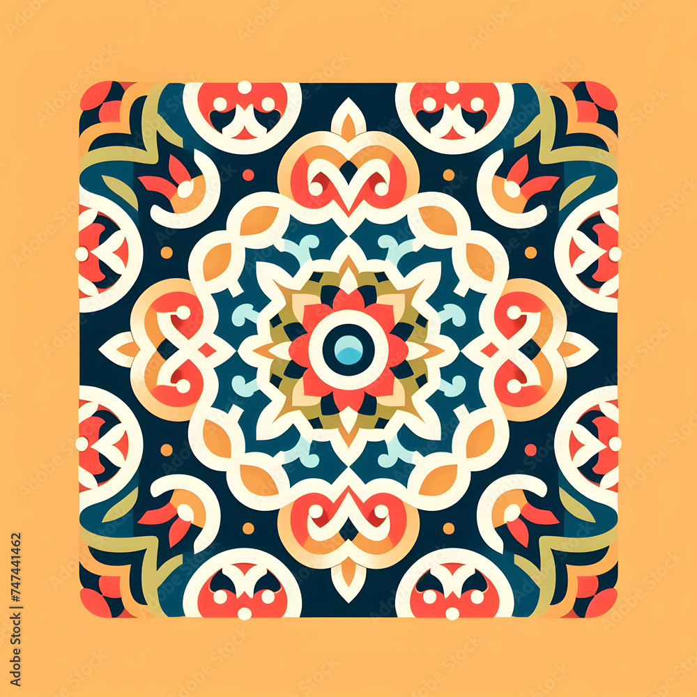 Aufkleber flat design creative arabesque patterns used in our daily life and the same style generative ai