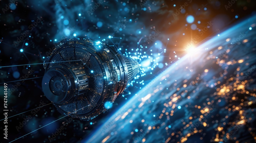 Aufkleber a futuristic space station located deep within the earth's core. suitable for sci-fi and fantasy the
