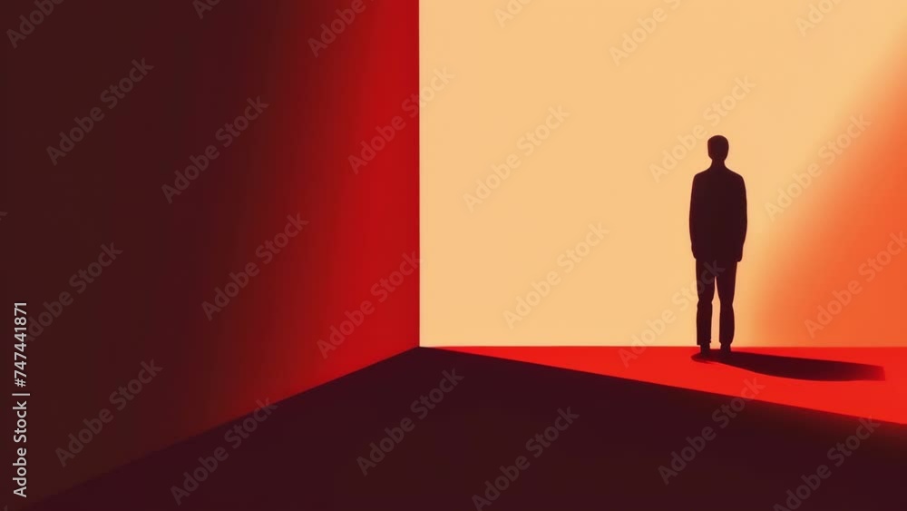 Aufkleber a person standing in the shadows unable to step into the light and be seen representing the fear of 