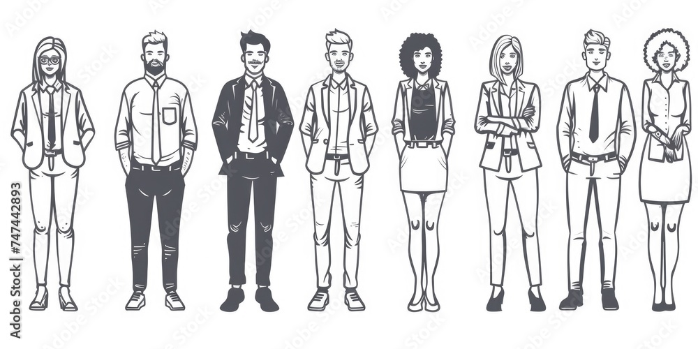 Poster a diverse group of individuals standing side by side. ideal for team and unity concepts