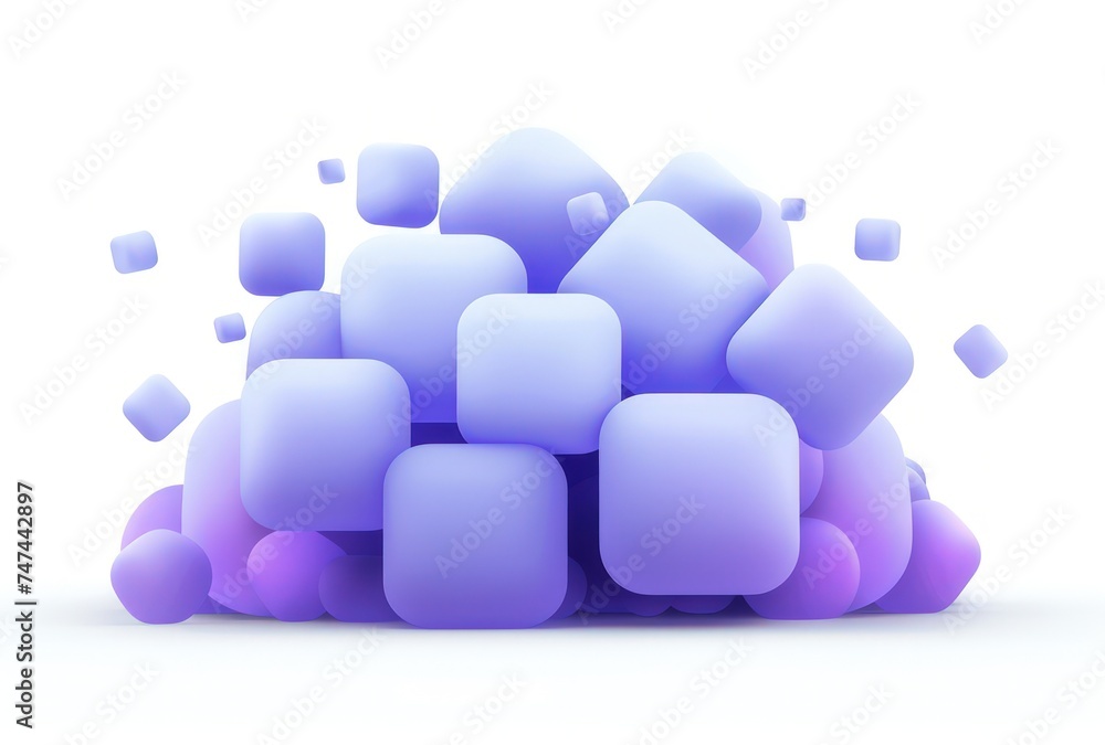 Poster a 3d rendered rounded squares button, playful and bubbly