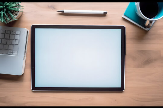 Tablet on a desk mockup