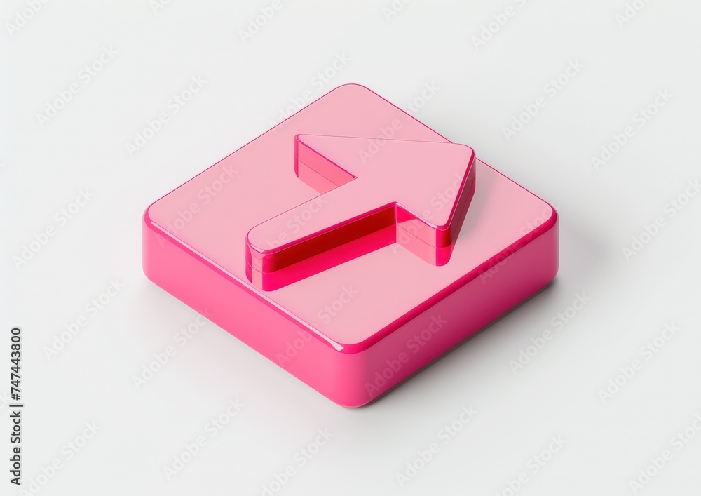 Poster a down arrow graph with a color on it, isolated, white background, a 3d rendered rounded square butt