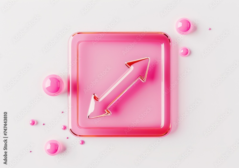 Poster a down arrow graph with a color on it, isolated, white background, a 3d rendered rounded square butt