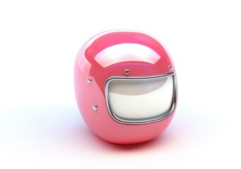 a helmet icon, isolated, white background, a 3d rendered rounded square button, playful and bubbly