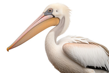 greate white pelican photo isolated on transparent background.